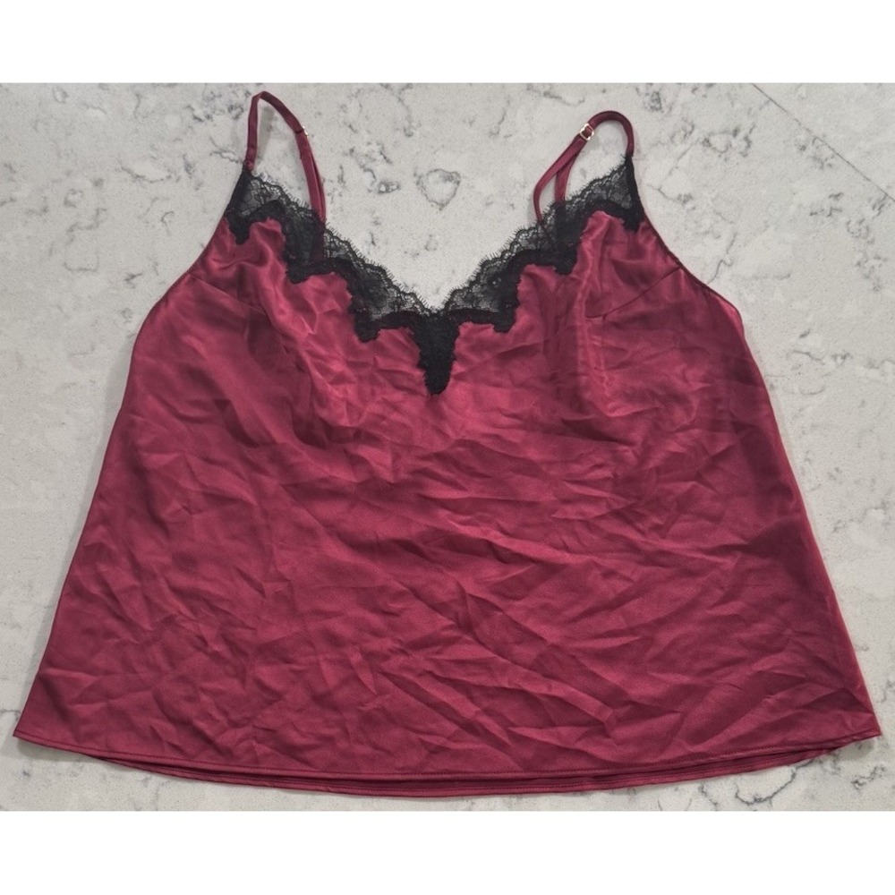 Victoria's Secret Very Sexy Satin Lace Cami Tank Top Womens Medium Lacquer Red